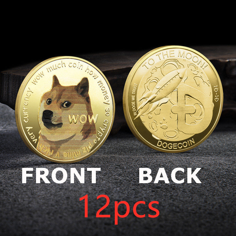 WOW Dogecoin To The Moon In Doge We Trust Gold Plated Commemorative Coins Cute Dog Pattern Printed Cllection Gifts Shopifynow