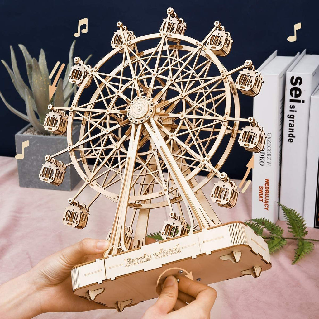 Robotime DIY Wooden Rotatable Ferris Wheel Model With Playing Music Toys For Children Birthday TGN01 Shopifynow