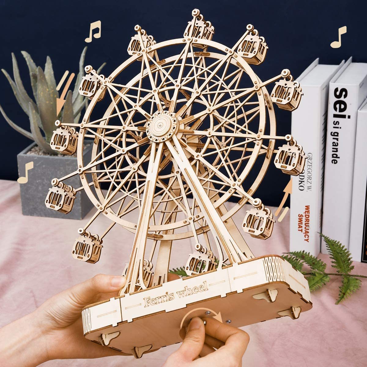 Robotime DIY Wooden Rotatable Ferris Wheel Model With Playing Music Toys For Children Birthday TGN01 Shopifynow