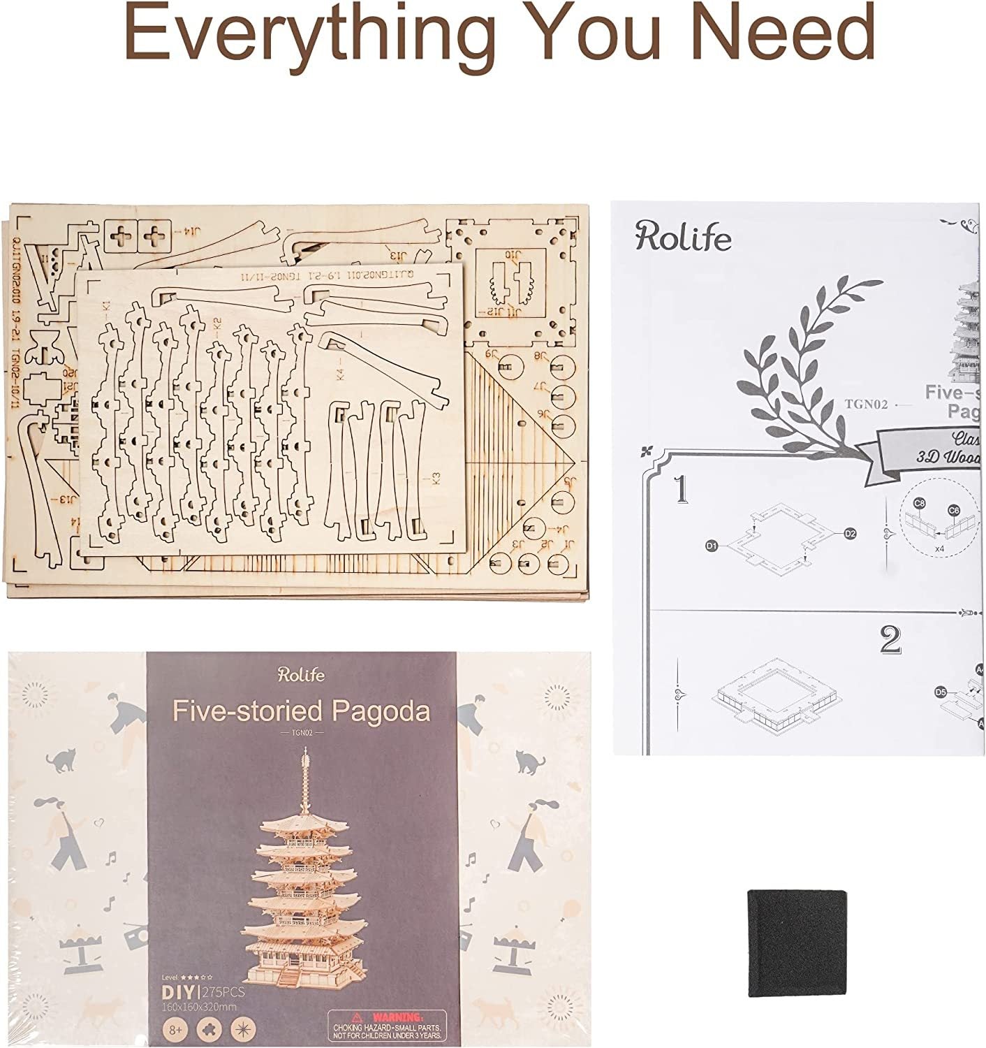 Robotime Five-storied Pagoda 3D Wooden Puzzle Toys For Children Kids Birthday Gift TGN02 Shopifynow