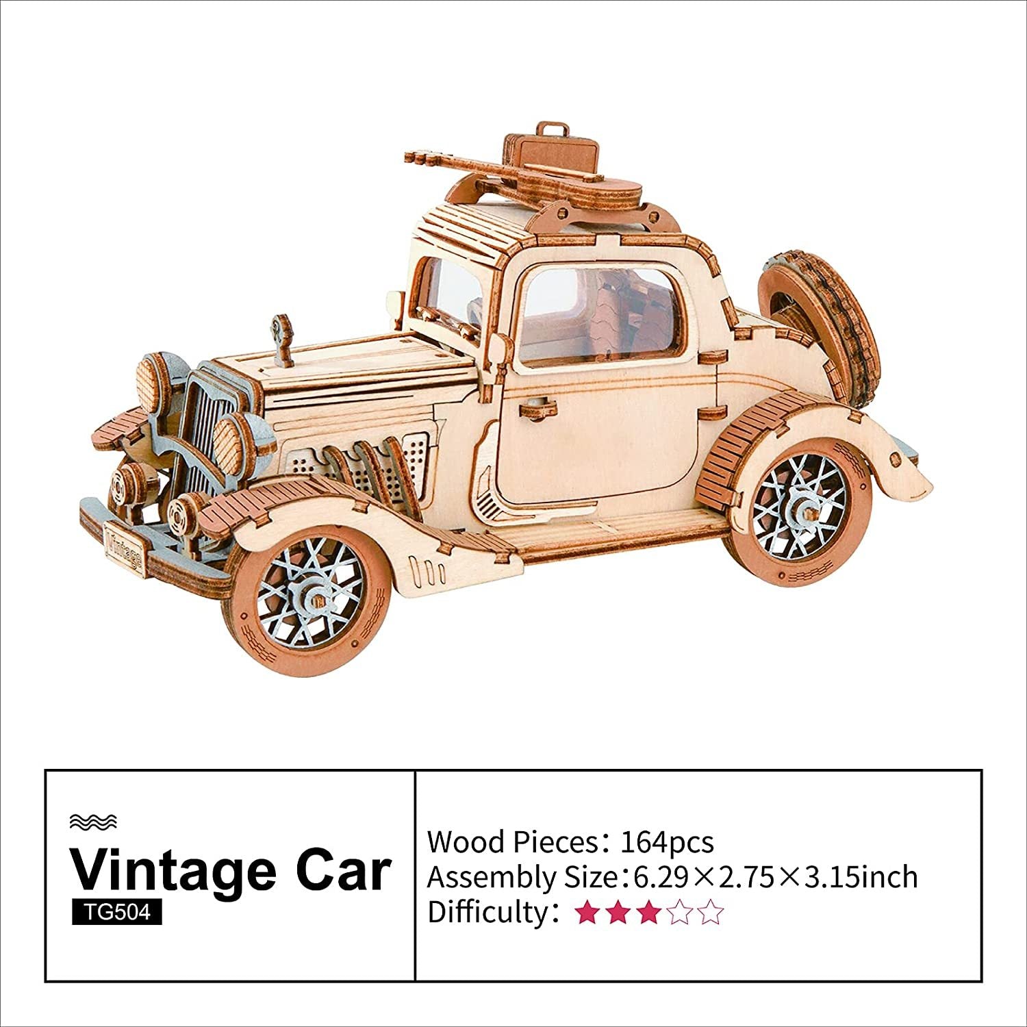 Robotime Rolife Vintage Car Model 3D Wooden Puzzle Toys For Chilidren Kids Shopifynow