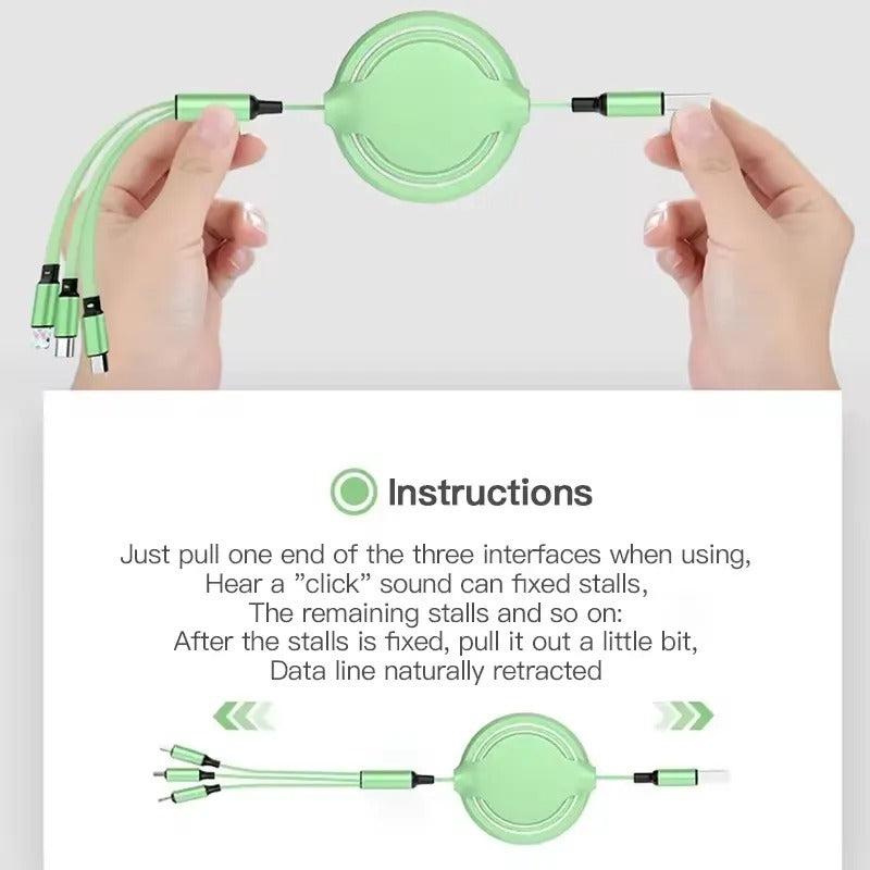 Three-in-one Mobile Phone Data Cable, Free Switching Of Interfaces, Multi-device Charging Is Super Convenient.