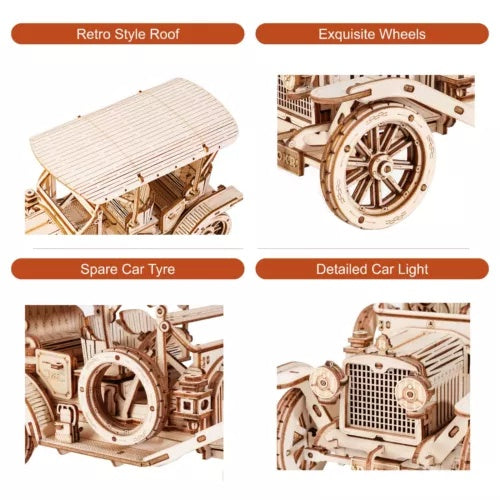 ROKR 3D Wooden Puzzle DIY Model Vintage Car MC801 Building Toys Gifts For Teens Shopifynow
