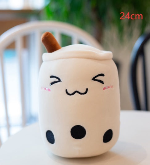 Cute Fruit Drink Plush Stuffed Soft Strawberry Milk Tea Plush Boba Tea Cup Toy Bubble Tea Pillow Cushion Kids Gift CJ