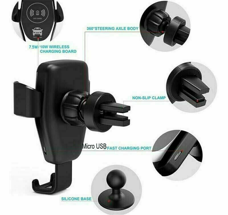 10W QI Wireless Fast Car Charger Mount Holder Stand Automatic Clamping Charging Shopifynow