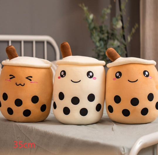 Cute Fruit Drink Plush Stuffed Soft Strawberry Milk Tea Plush Boba Tea Cup Toy Bubble Tea Pillow Cushion Kids Gift CJ