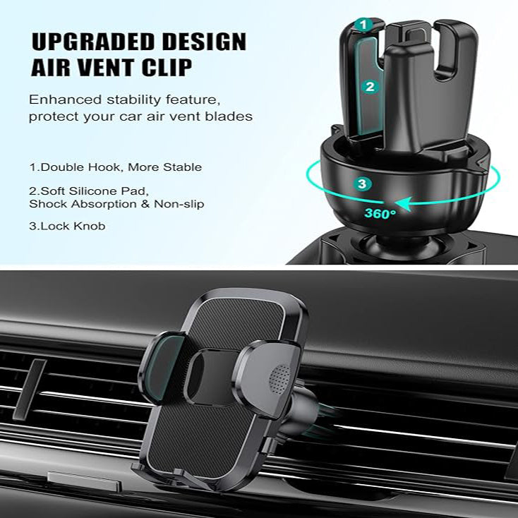 Phone Mount For Car, 4 In 1 Universal Car Phone Holder Mount For Dashboard Air Vent, Super Suction Shopifynow