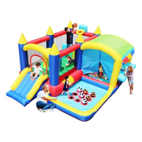 7-in-1 Inflatable Bounce House, Bouncy House With Ball Pit For Kids Indoor And Outdoor Party Family Fun, Obstacles, Toddler Jump Bounce Castle With Ball Pit For Birthday Party Gifts Shopifynow