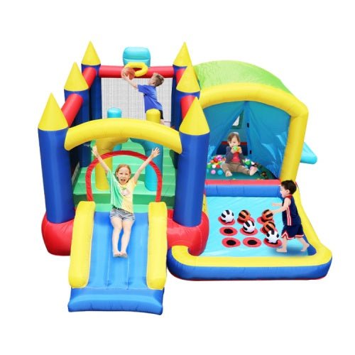 7-in-1 Inflatable Bounce House, Bouncy House With Ball Pit For Kids Indoor And Outdoor Party Family Fun, Obstacles, Toddler Jump Bounce Castle With Ball Pit For Birthday Party Gifts Shopifynow