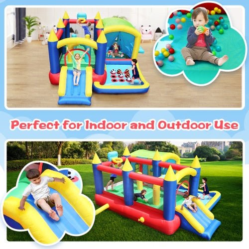 7-in-1 Inflatable Bounce House, Bouncy House With Ball Pit For Kids Indoor And Outdoor Party Family Fun, Obstacles, Toddler Jump Bounce Castle With Ball Pit For Birthday Party Gifts Shopifynow