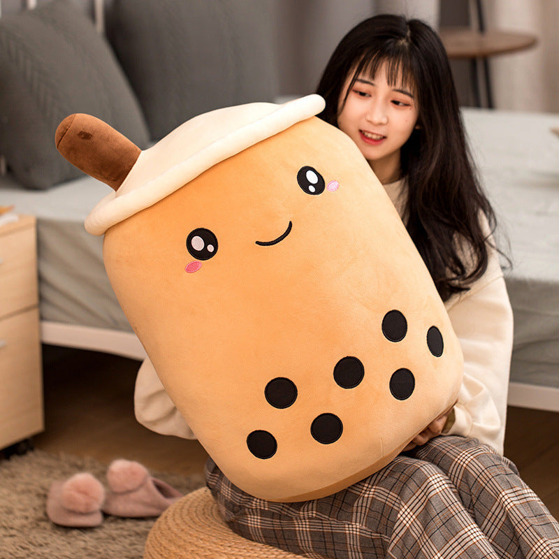 Cute Fruit Drink Plush Stuffed Soft Strawberry Milk Tea Plush Boba Tea Cup Toy Bubble Tea Pillow Cushion Kids Gift CJ