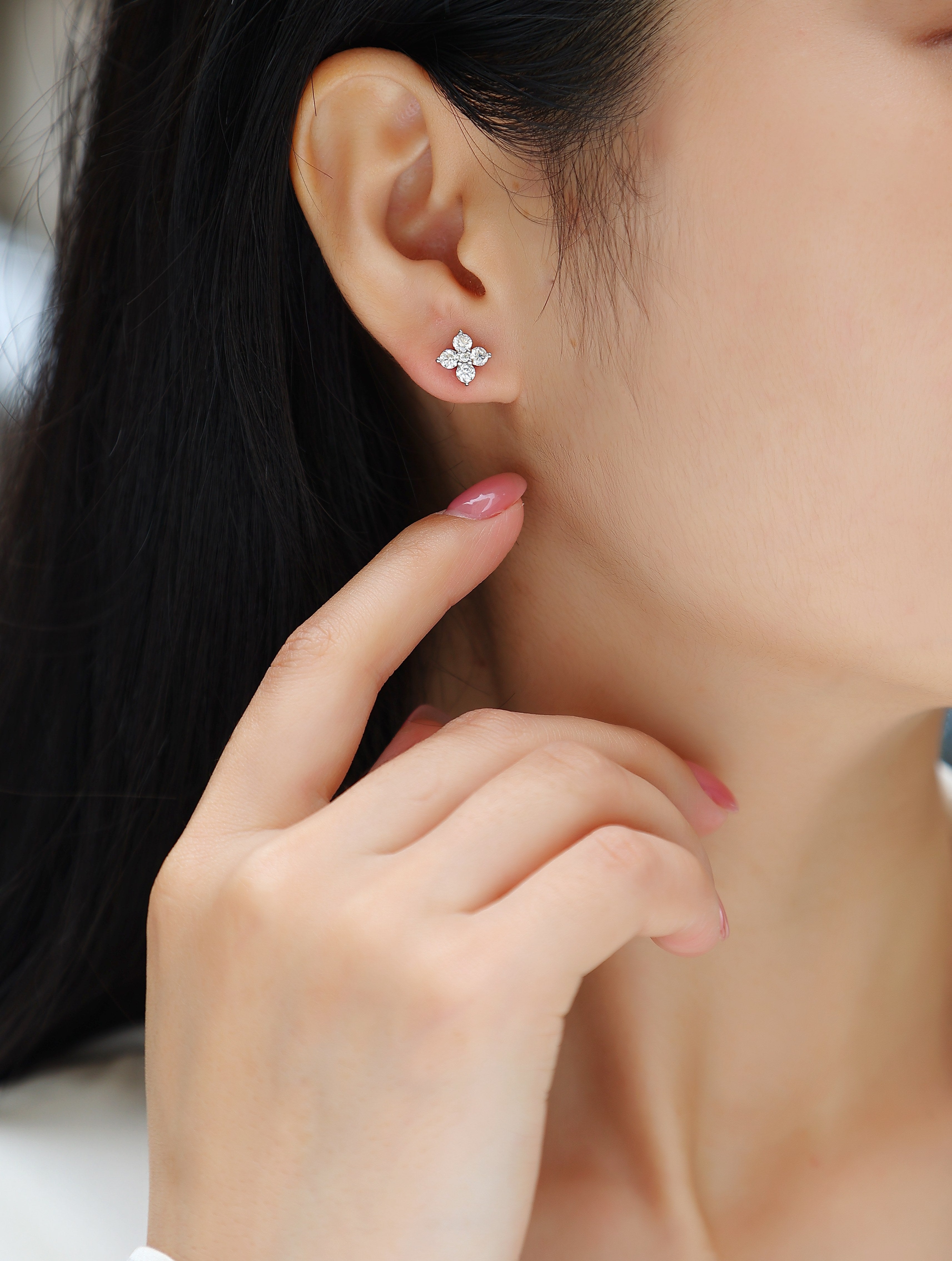 Sweetheart French - Fashionable And Luxurious Diamond Jewelry Set With Moissanite S925 Sterling Silver And Platinum-plated Stud Earrings Shopifynow