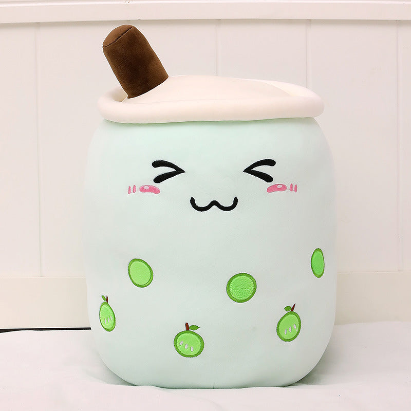 Cute Fruit Drink Plush Stuffed Soft Strawberry Milk Tea Plush Boba Tea Cup Toy Bubble Tea Pillow Cushion Kids Gift CJ