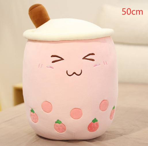 Cute Fruit Drink Plush Stuffed Soft Strawberry Milk Tea Plush Boba Tea Cup Toy Bubble Tea Pillow Cushion Kids Gift CJ