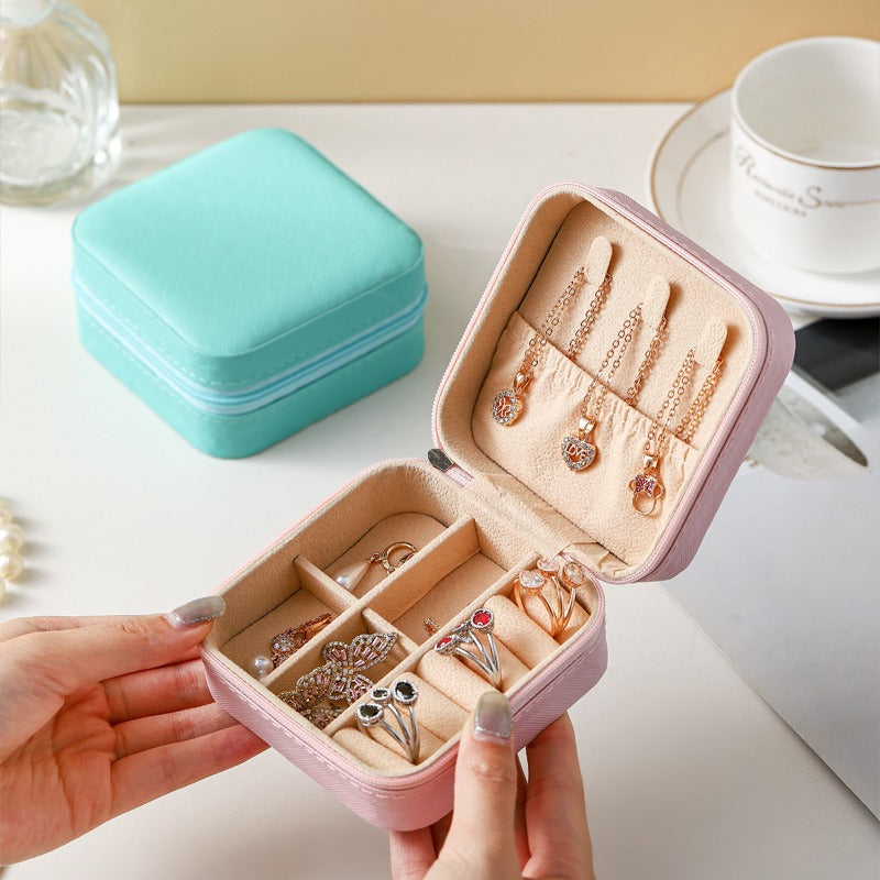 Small Square Ring, Earring, And Necklace Organizer Box - Pink Shopifynow
