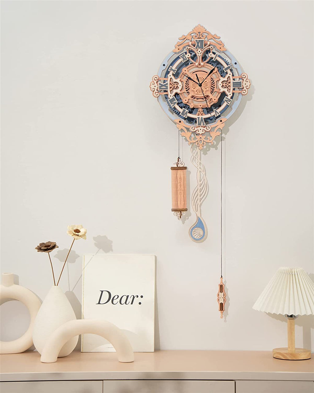 Robotime ROKR 3D Wooden Puzzle Time Art Romantic Notes Wall Clock Model Toys For Children Kids - LC701 Shopifynow