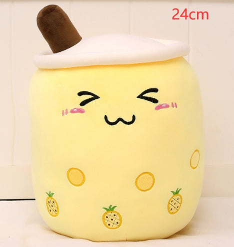 Cute Fruit Drink Plush Stuffed Soft Strawberry Milk Tea Plush Boba Tea Cup Toy Bubble Tea Pillow Cushion Kids Gift CJ