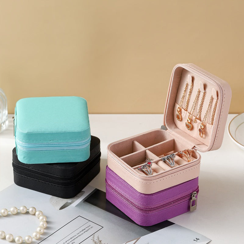 Small Square Ring, Earring, And Necklace Organizer Box - Pink Shopifynow