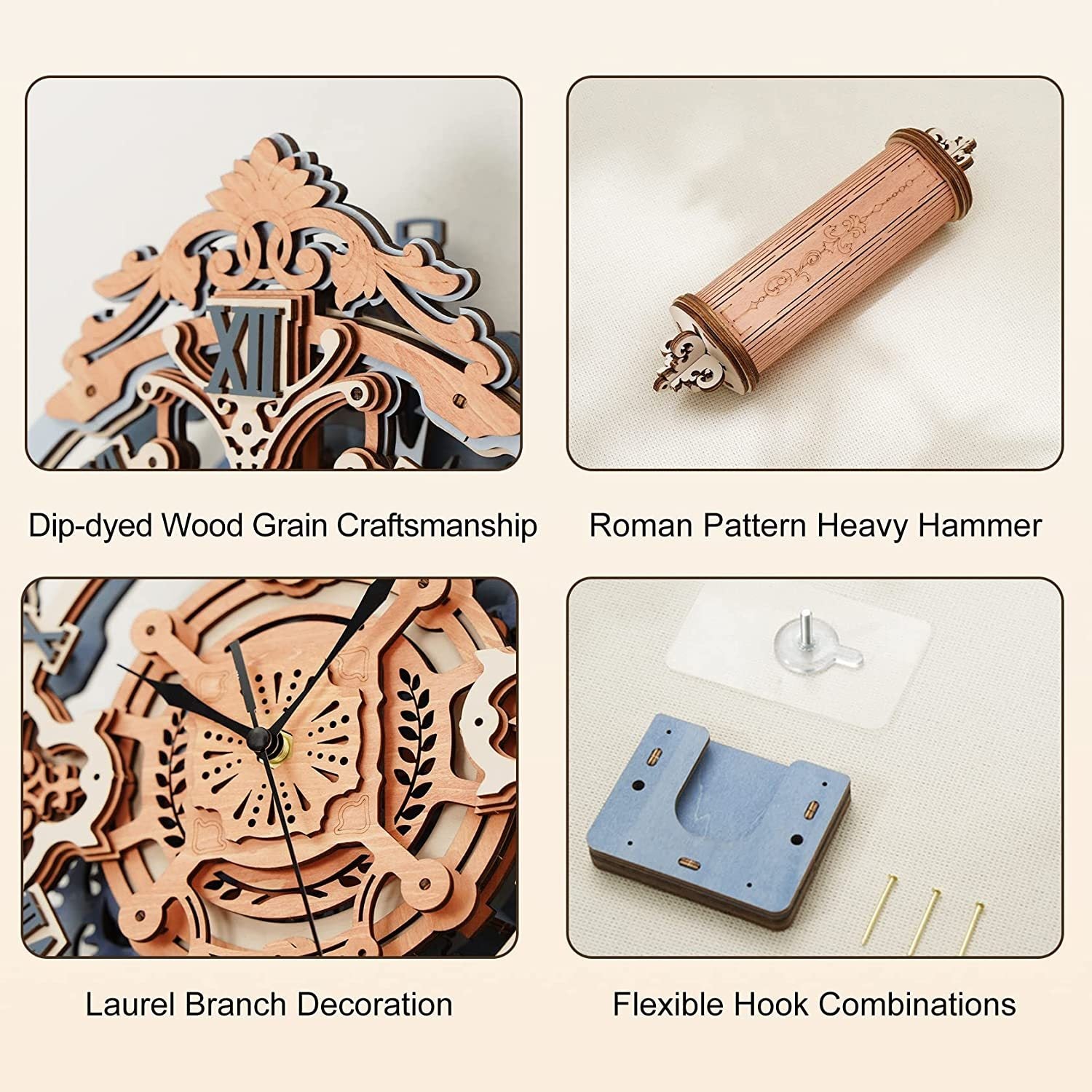 Robotime ROKR 3D Wooden Puzzle Time Art Romantic Notes Wall Clock Model Toys For Children Kids - LC701 Shopifynow