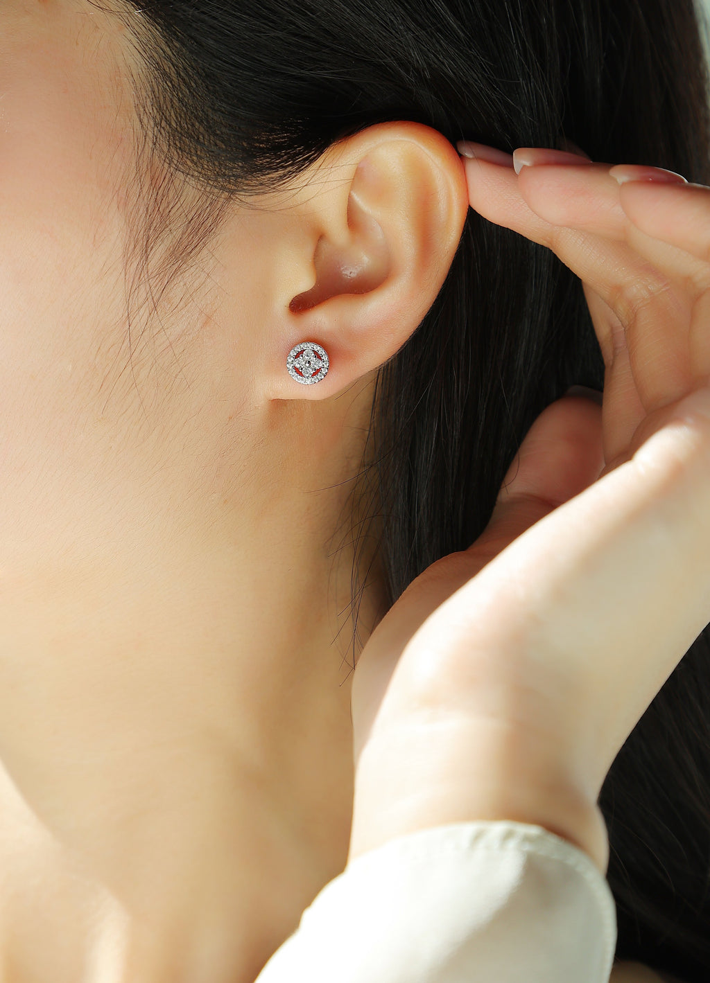 Silver Osmanthus - Fashionable And Luxurious Diamond Jewelry Earrings Set With Moissanite S925 Sterling Silver And Platinum-plated Stud Earrings Shopifynow