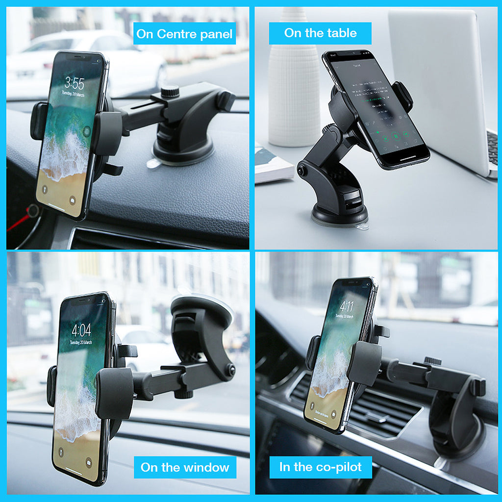 Car Phone Holder Long Rod Telescopic Car Dashboard Suction Cup Type Shopifynow