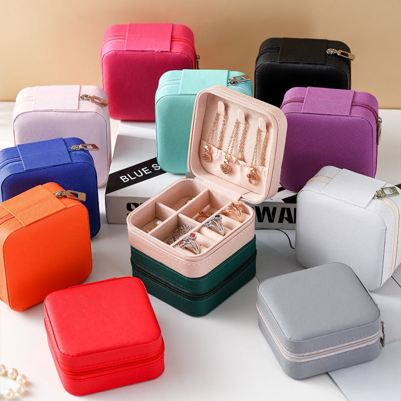 Small Square Ring, Earring, And Necklace Organizer Box - Pink Shopifynow