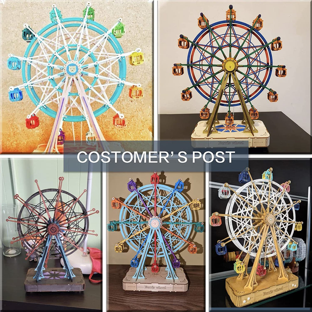 Robotime DIY Wooden Rotatable Ferris Wheel Model With Playing Music Toys For Children Birthday TGN01 Shopifynow
