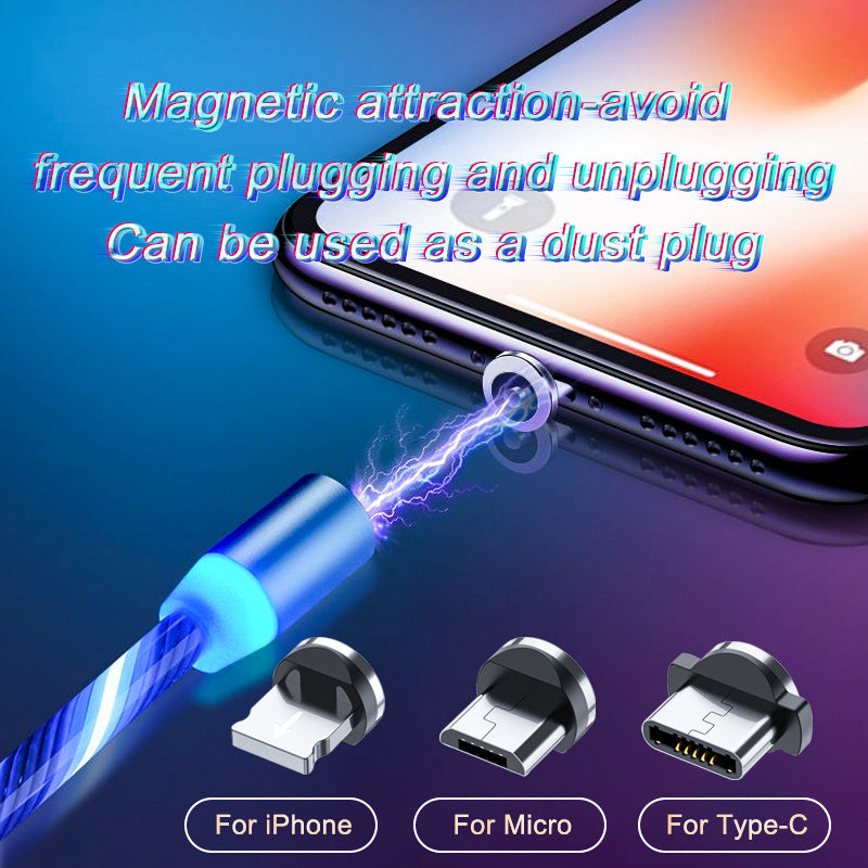 Magnetic Charging Cable Streamer Fast Charging Cable Lighting Micro USB Cable LED Magnet Charger Type-C Cable Shopifynow