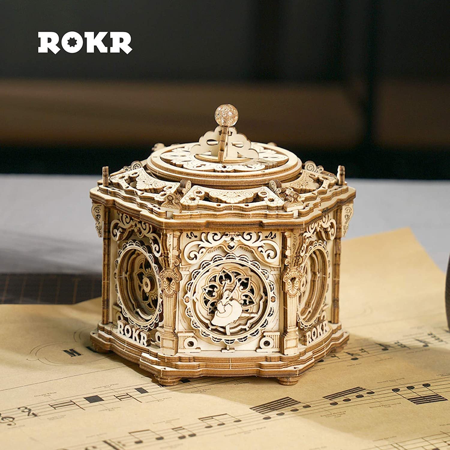 Robotime Rokr DIY Mechanical Music Box Kit 3D Wooden Puzzle Box For Adults Self-Assembly Building Project - Secret Garden Shopifynow