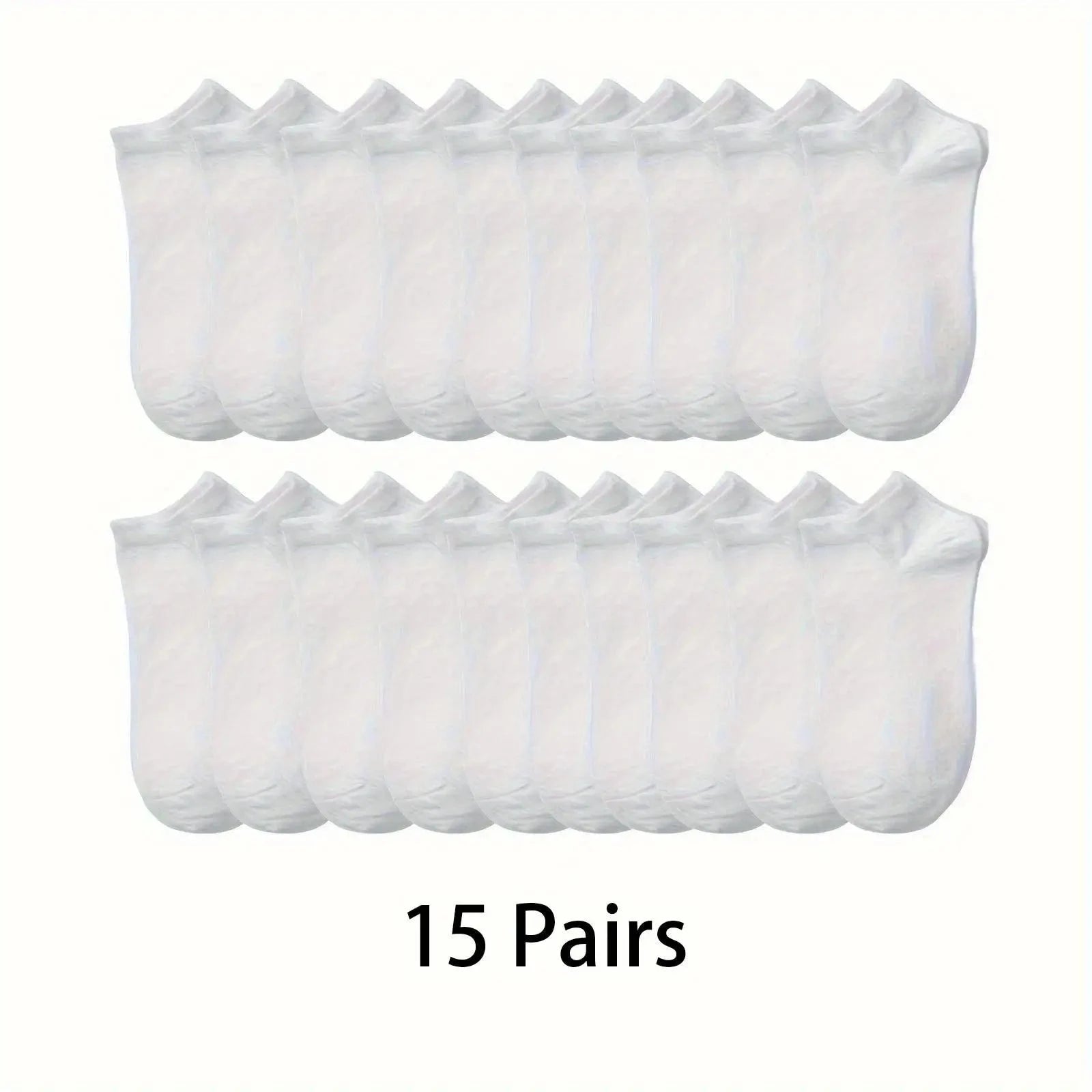 15 Pairs of Black, White, and Gray Solid-colored Sports Socks, Lightweight and Breathable, Fitness and Sports Accessories Shopifynow