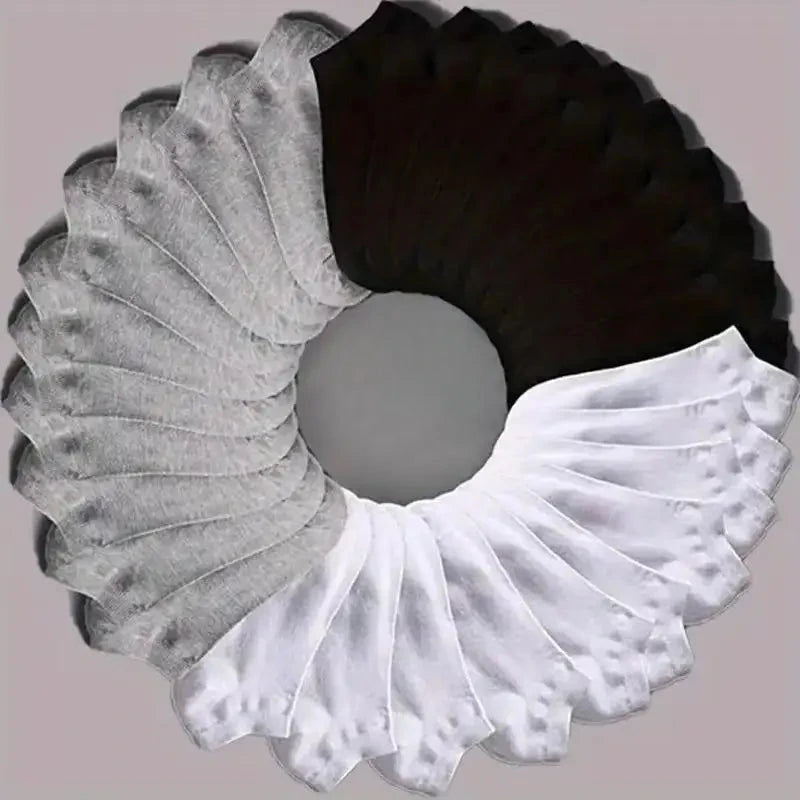 15 Pairs of Black, White, and Gray Solid-colored Sports Socks, Lightweight and Breathable, Fitness and Sports Accessories Shopifynow