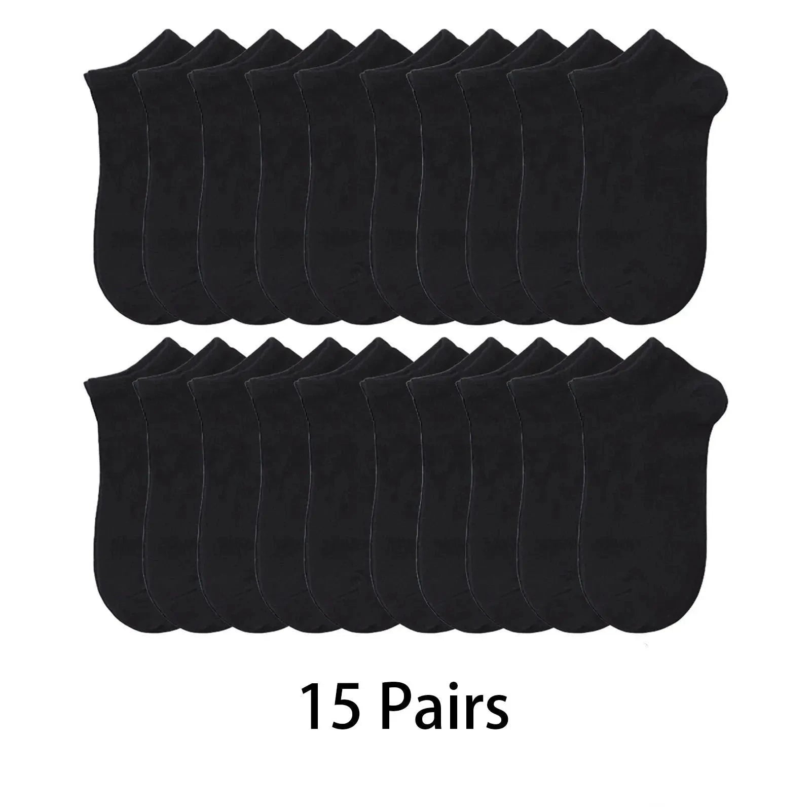 15 Pairs of Black, White, and Gray Solid-colored Sports Socks, Lightweight and Breathable, Fitness and Sports Accessories Shopifynow