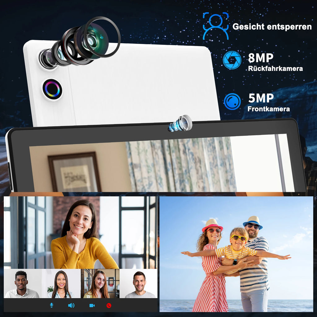 10 Inch Tablet Android 14 A523 Octa Core 12GB RAM 64GB ROM(TF 1TB) 5000mAh Face Unlocked Dual Carmera Keyboard Mouse Set PC Pad Shopifynow