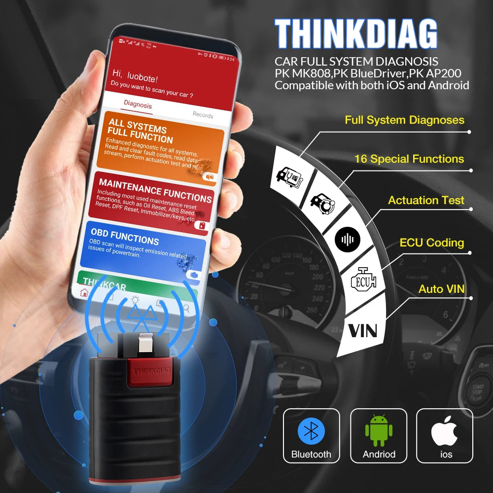 2025 THINKCAR New Thinkdiag ALL System Car Diagnostic Tools ECU Coding Active Test 16 Reset 1 Year Free OBD2 Scanner code reader - Shopifynow