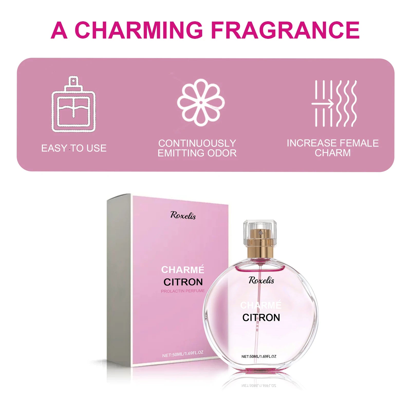 Roxelis Women's Charm Perfume Fresh Fragrance Long Lasting Mild Non Pungent Elegant Women Date Small Perfume Rose Extract Shopifynow
