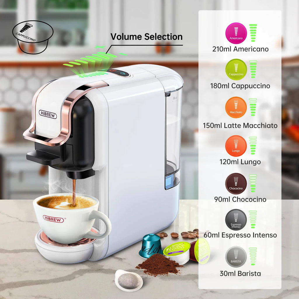 HiBREW Multiple Capsule Coffee Machine, Hot/Cold Dolce Gusto Milk Nespresso Capsule ESE Pod Ground Coffee Cafeteria 20Bar 5 in 1 - Shopifynow