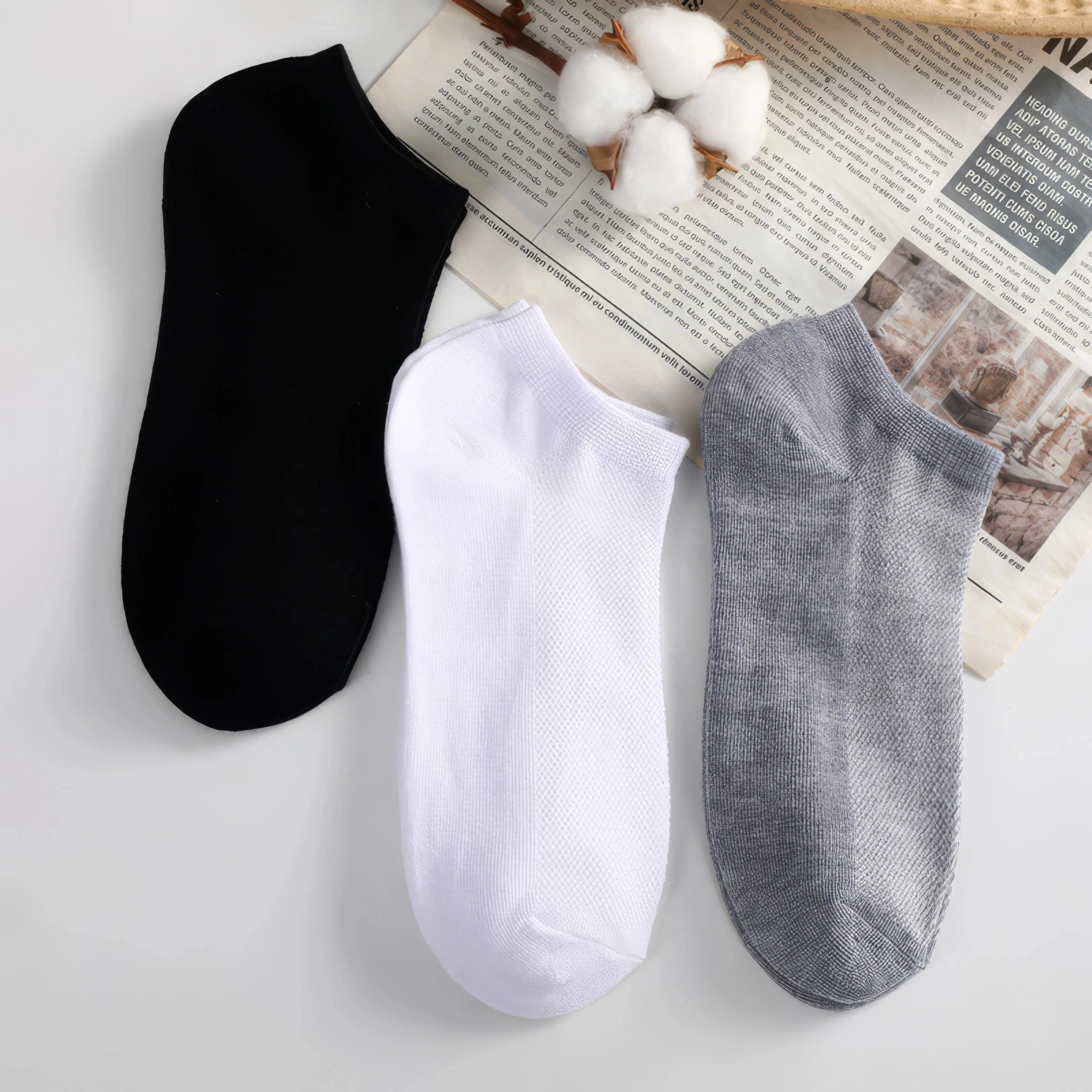 5 Pairs of Classic Black, White, and Gray Socks, High Elasticity and Comfort, Suitable for Sports and Daily Wear Shopifynow