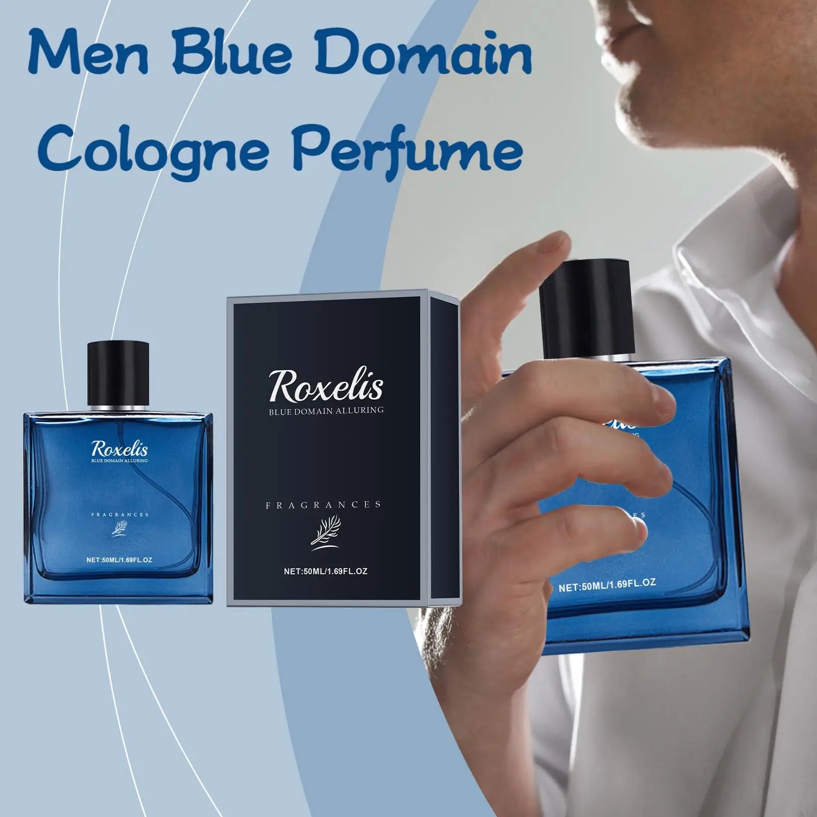 Roxelis 50ml Charmig Cologne Perfume Spray Men's Blue Domain Fragrance Lasting Scent Pheromone Flirting Romantic Dating Perfume Shopifynow