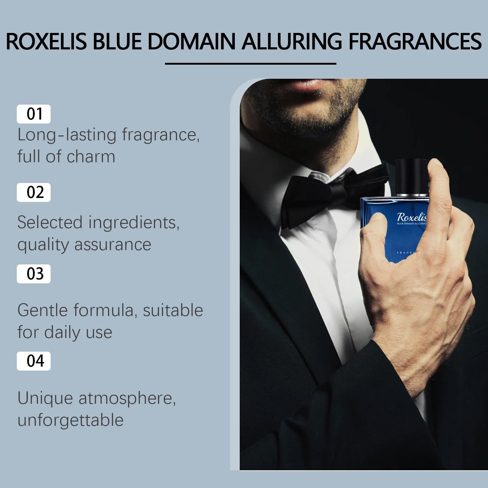 Roxelis 50ml Charmig Cologne Perfume Spray Men's Blue Domain Fragrance Lasting Scent Pheromone Flirting Romantic Dating Perfume Shopifynow