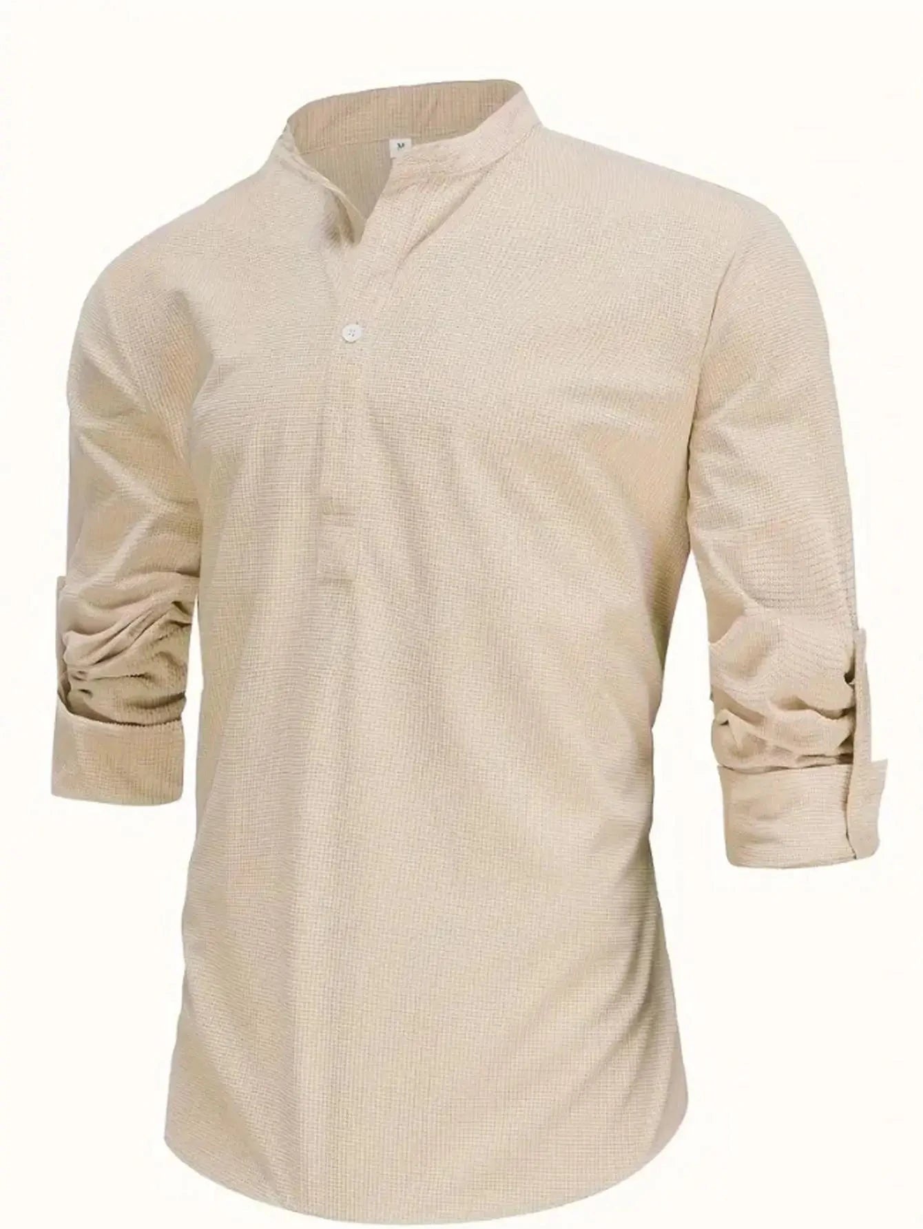 Men's Cotton Linen Henley T-Shirts Long Sleeve Hippie Casual Beach T-Shirts Shopifynow