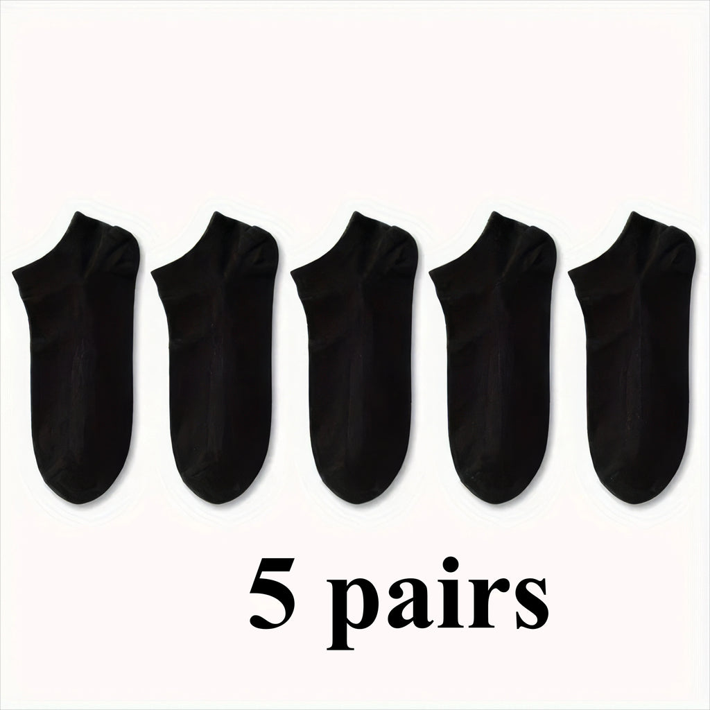 5 Pairs of Classic Black, White, and Gray Socks, High Elasticity and Comfort, Suitable for Sports and Daily Wear Shopifynow