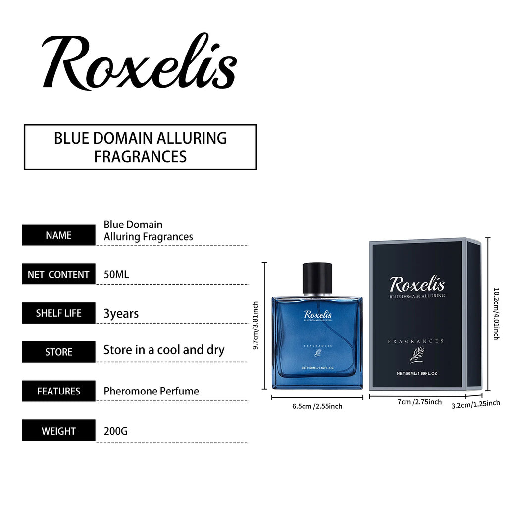Roxelis 50ml Charmig Cologne Perfume Spray Men's Blue Domain Fragrance Lasting Scent Pheromone Flirting Romantic Dating Perfume Shopifynow