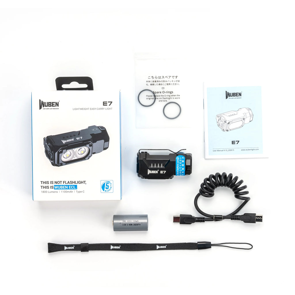 2024 WUBEN E7 1800 Lumen Rechargeable Mini Flashlight 6 Modes EDC Flashlight Torch Typ-C Rechargeable LED IPX8 Pocket Flashlight Shopifynow