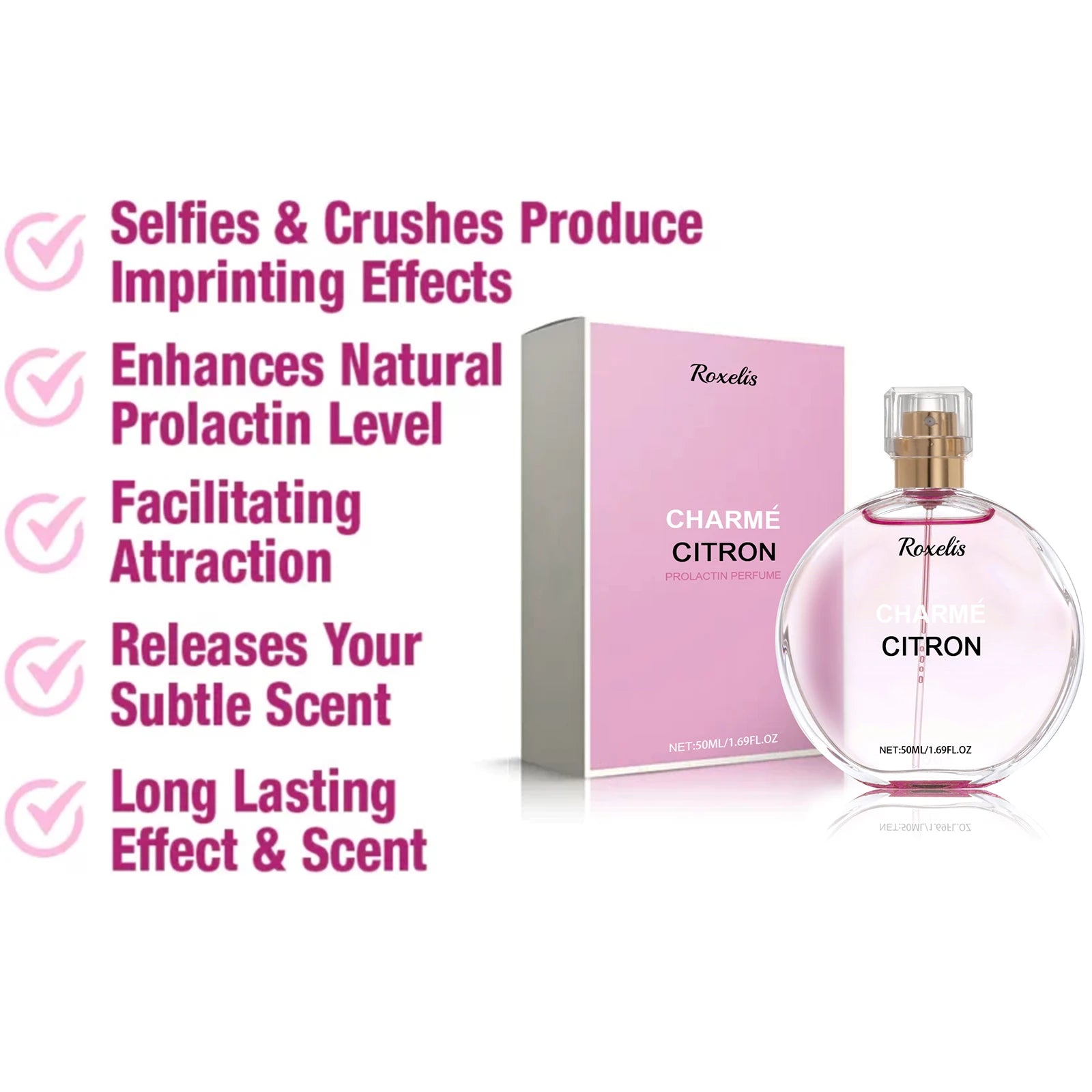 Roxelis Women's Charm Perfume Fresh Fragrance Long Lasting Mild Non Pungent Elegant Women Date Small Perfume Rose Extract Shopifynow