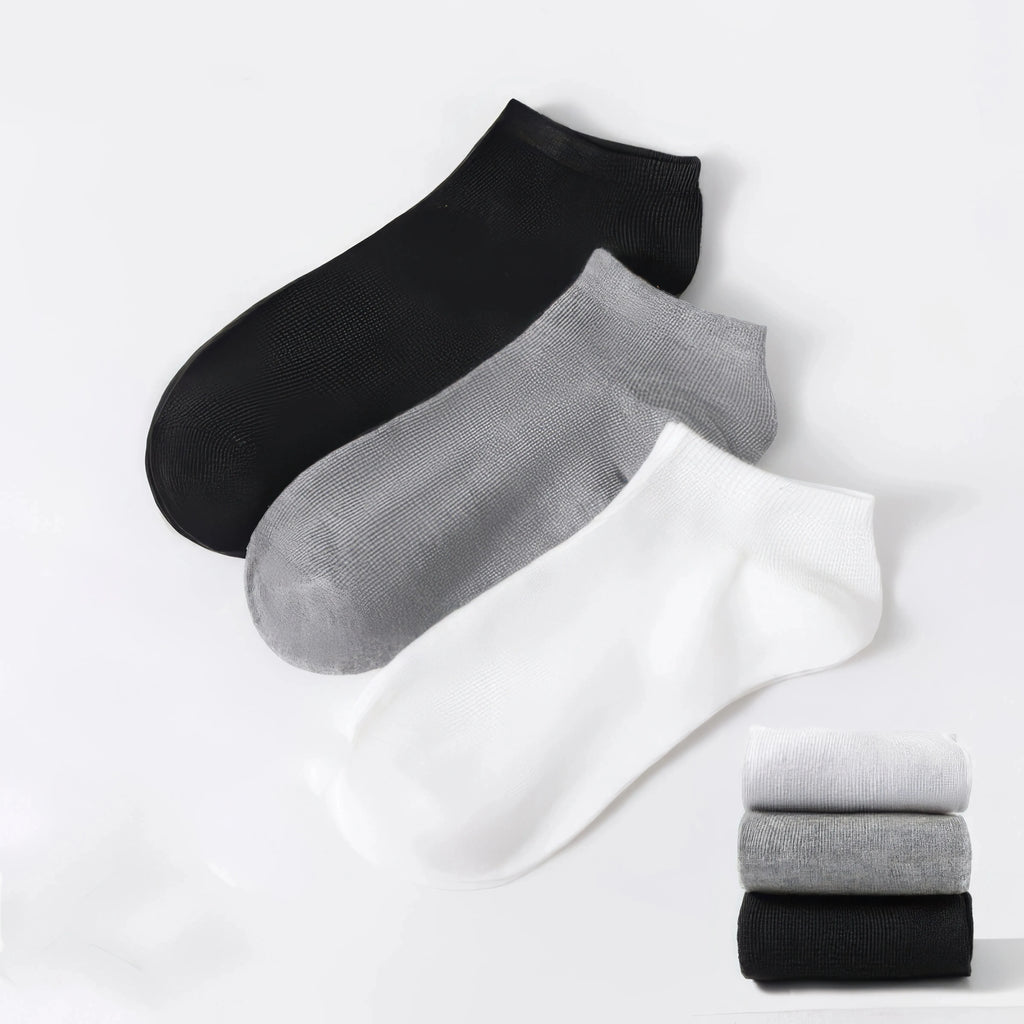 5 Pairs of Classic Black, White, and Gray Socks, High Elasticity and Comfort, Suitable for Sports and Daily Wear Shopifynow