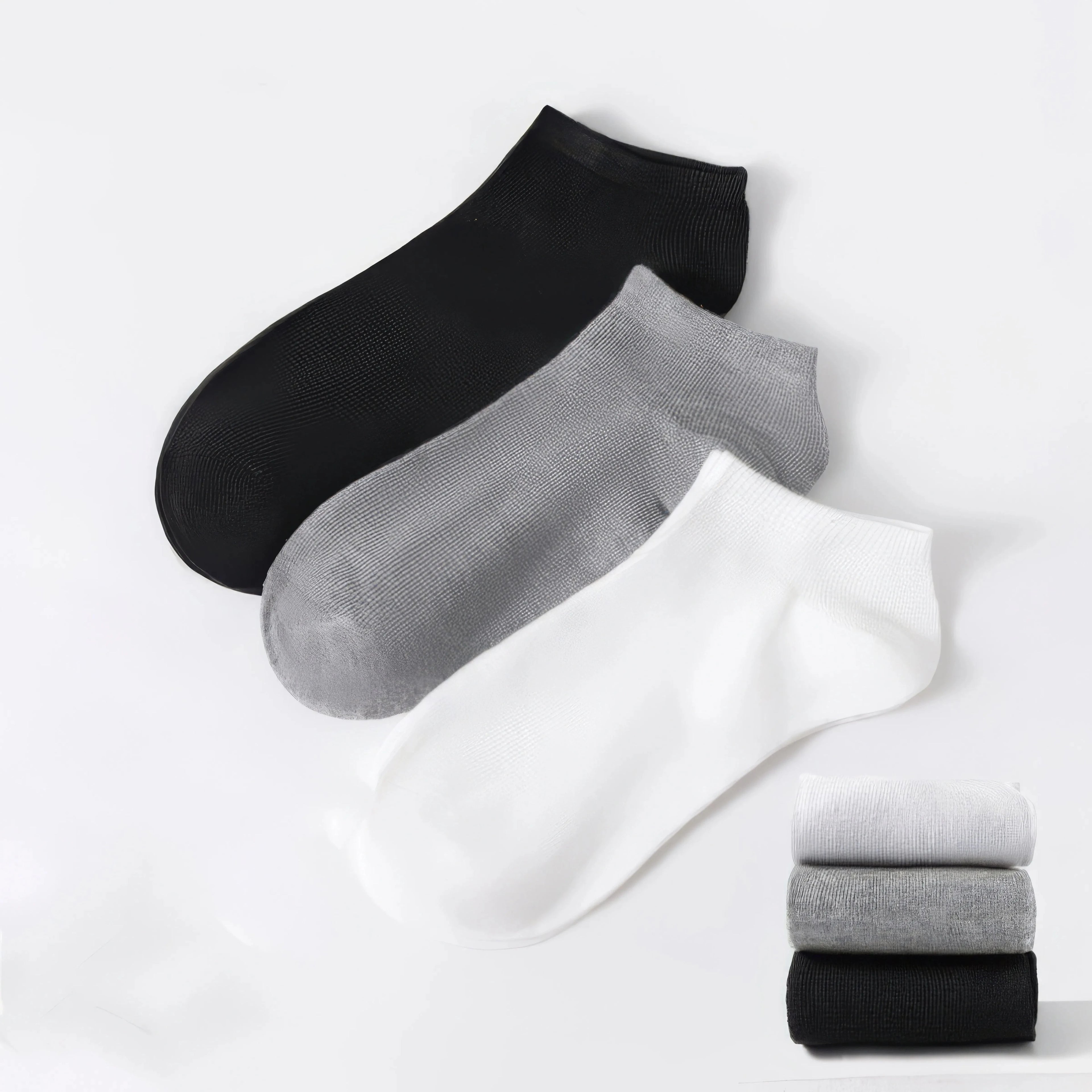 5 Pairs of Classic Black, White, and Gray Socks, High Elasticity and Comfort, Suitable for Sports and Daily Wear Shopifynow