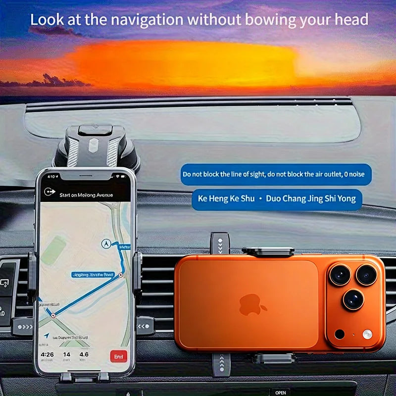 Car Phone Holder – Nano Flexible Silicone, 360° Rotation, Doesn't Block Screen, Compatible with iPhone Series for iPhone 17 Shopifynow