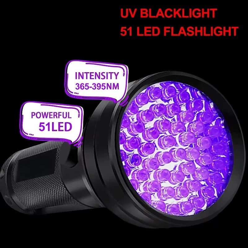 51 LED UV Flashlight Black Light - Portable flashlight for detecting pet urine, scorpions, and human body painting Shopifynow