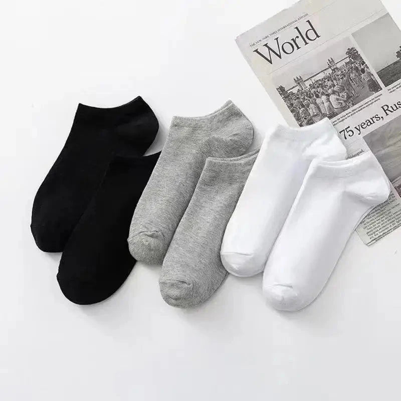 15 Pairs of Black, White, and Gray Solid-colored Sports Socks, Lightweight and Breathable, Fitness and Sports Accessories Shopifynow