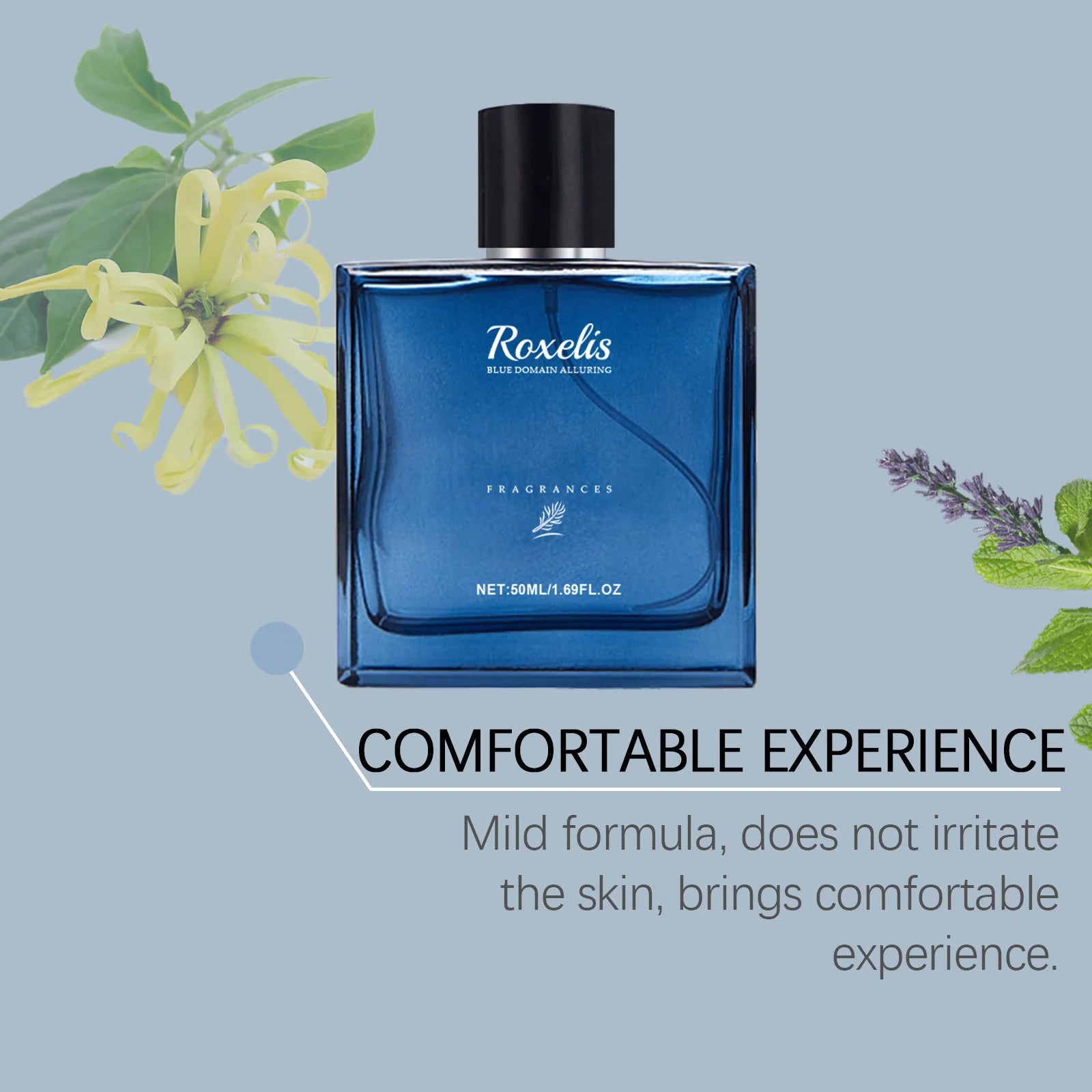 Roxelis 50ml Charmig Cologne Perfume Spray Men's Blue Domain Fragrance Lasting Scent Pheromone Flirting Romantic Dating Perfume Shopifynow